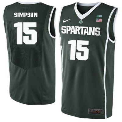 Men Ralph Simpson Michigan State Spartans #15 Nike NCAA 2020 Green Authentic College Stitched Basketball Jersey XF50N20YO